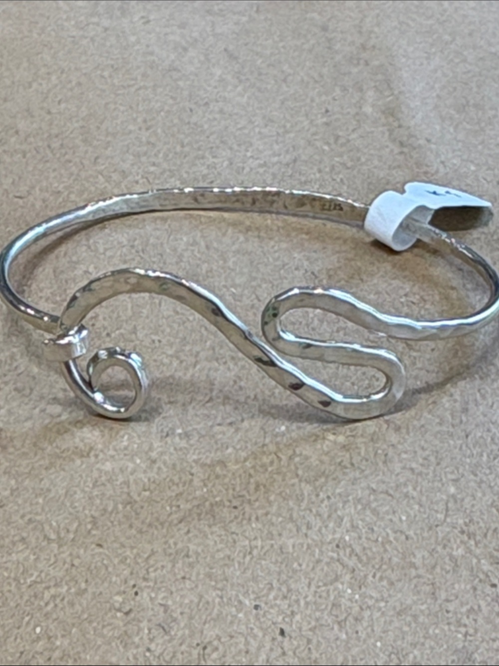 Hammered Silver Swirl Cuff Bracelet
